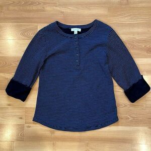 Vintage America Black Blue Striped Long Sleeve Shirt Size M